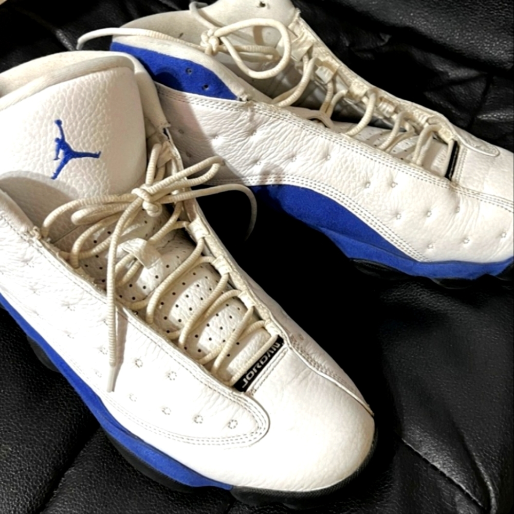 Jordan 13 White Hyper Royal Black 10.5